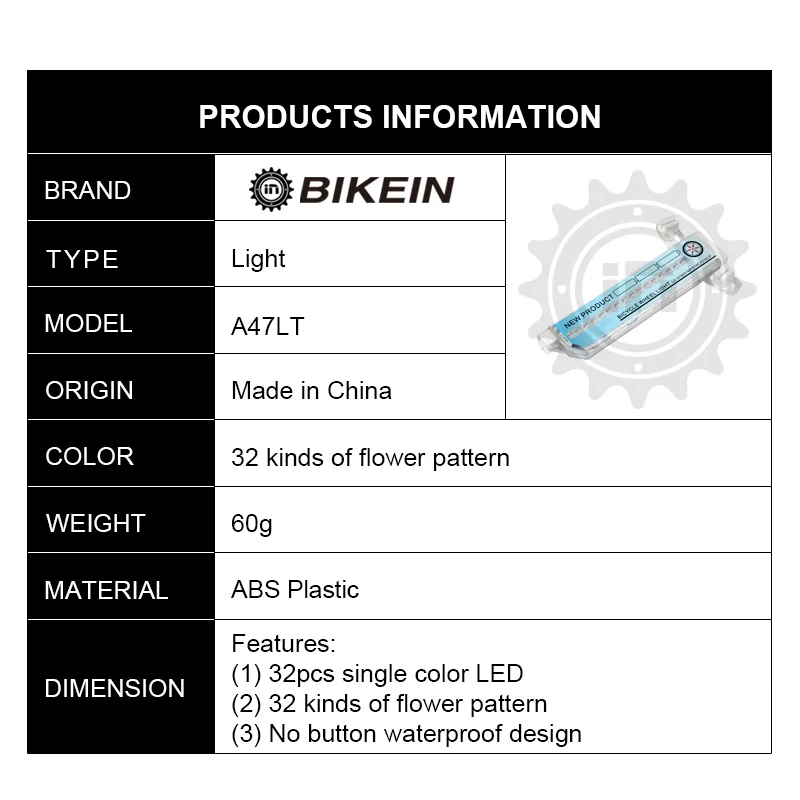 BIKEIN ночной Велоспорт спицы колеса свет 32 узора Красочный светодиодный водонепроницаемый велосипед колесный бандаж сигнальная лампа Аксессуары для велосипеда