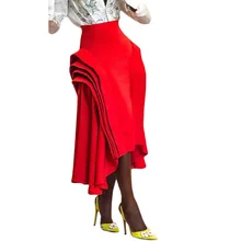 Новая юбка размера плюс лист лотоса суперпозиция Женская плиссированная юбка с высокой талией