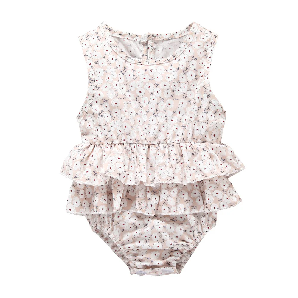 

Baby Girl Clothes Pure Cotton Rompers Ins Newborn Summer Clothes Fold Lace Infant Girl Jumpsuit Kids Clothing