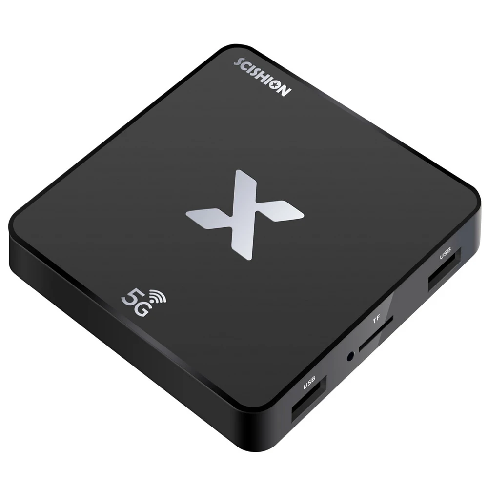 

SCISHION Model X TV Box Rockchip3229 Android 8.1 2GB RAM + 16GB ROM 5G WiFi 100Mbps Support 4K H.265