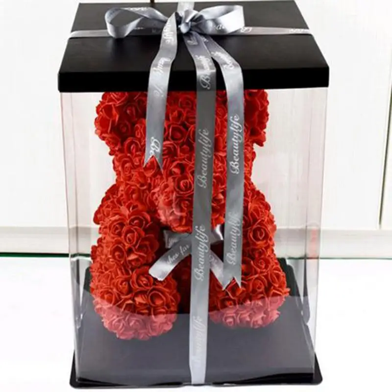 20 см/25 см/35 см Роза медведь цветок прозрачная подарочная коробка день рождения торт коробка Упаковка Пластиковый Органайзер