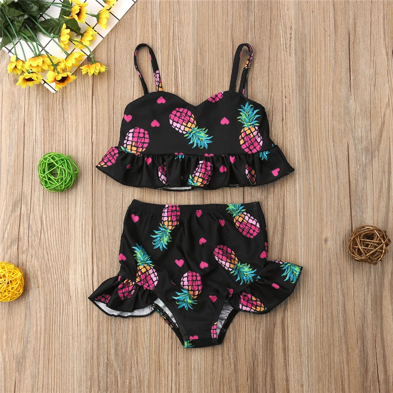 

Toddler Kids Baby 2Pcs Swimwear Swimsuit Pineapple Printed Girls Bikini Set Tankini Beachwear Beach Clothes Bathing Suit 5T