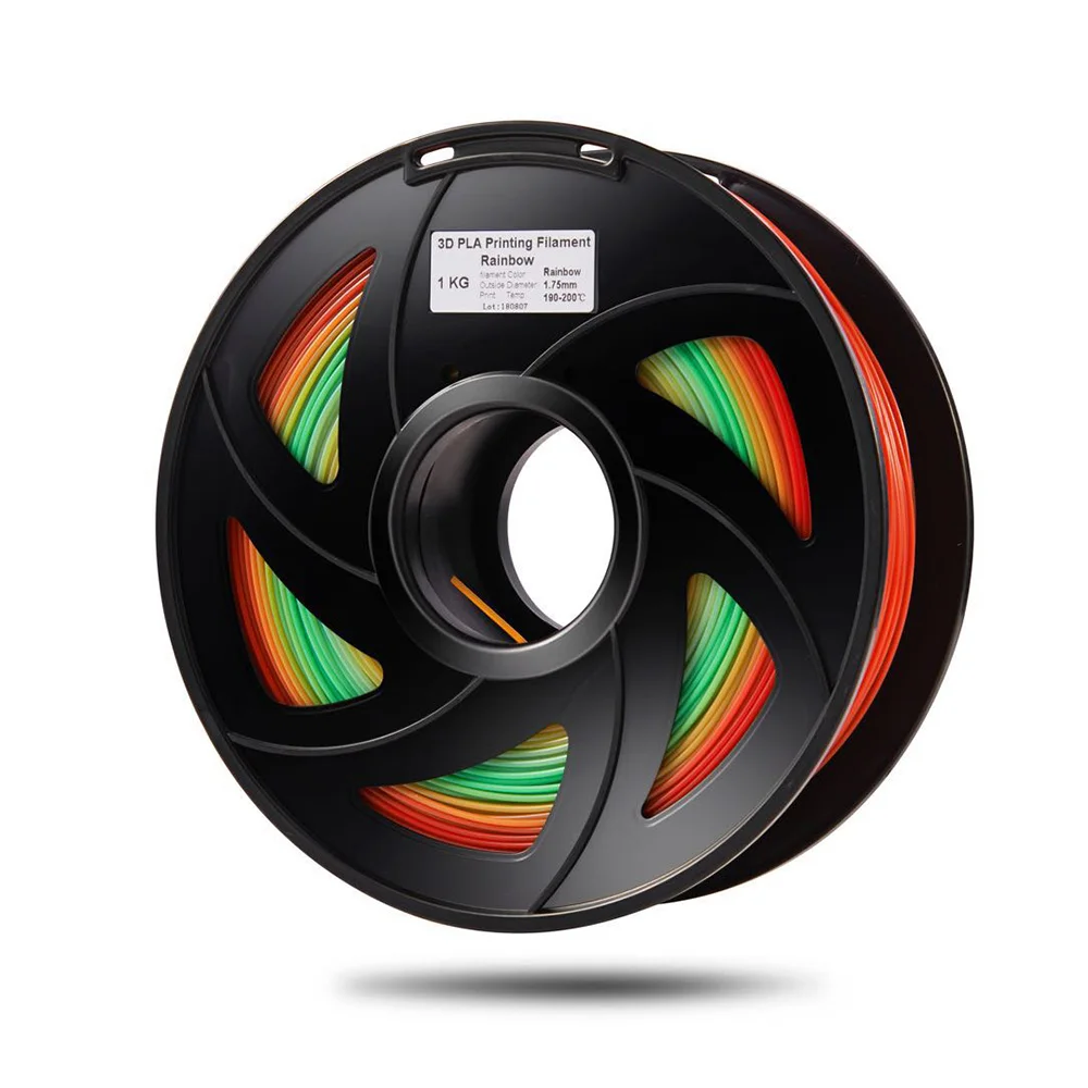 

PLA Color Changing Rainbow Multicolor 3D Printer Filament 1.75mm 1kg Spool Dimensional Accuracy +/- 0.02mm Color Random Delivery