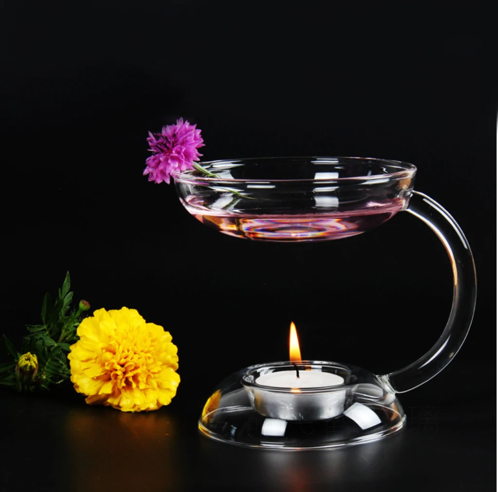 

Glass Candlestick Candle Tea Light Holder Aroma Diffuser Burner Stand Cones Burner Incense Censer Transparent Holder