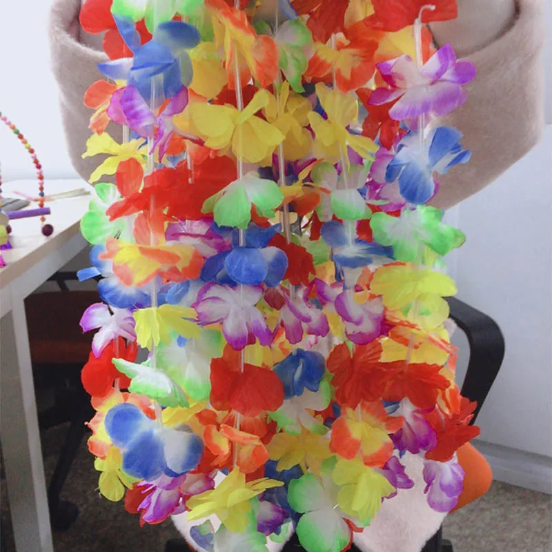 

10Pcs Wedding Decoration Hawaii Flowers Leis DIY gift Party Supplies Garland Hawaiian Leis Artificial Necklace Beach Fun wreath