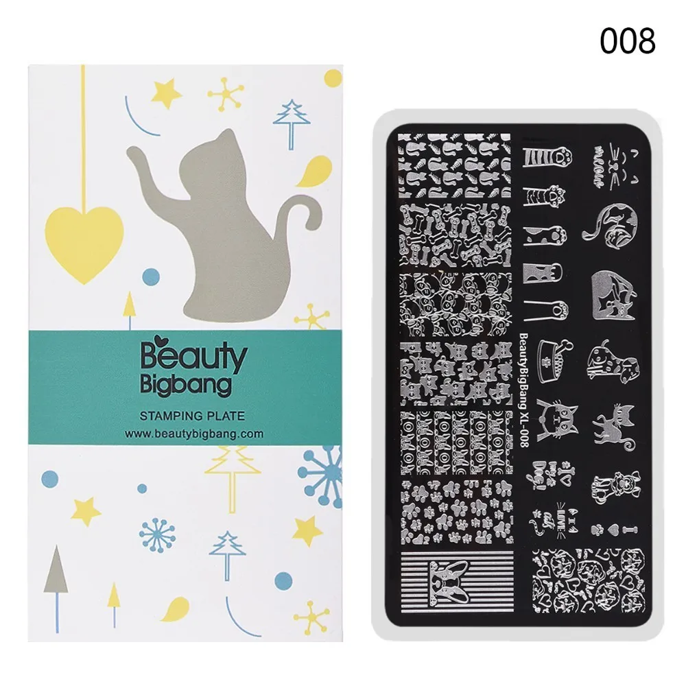 

BeautyBigBang Nail Stamping Plates Lovely Pet Cat Dog Pattern Nail Template Plate Rectangle Stencil Stamp For Nails BBB XL-008