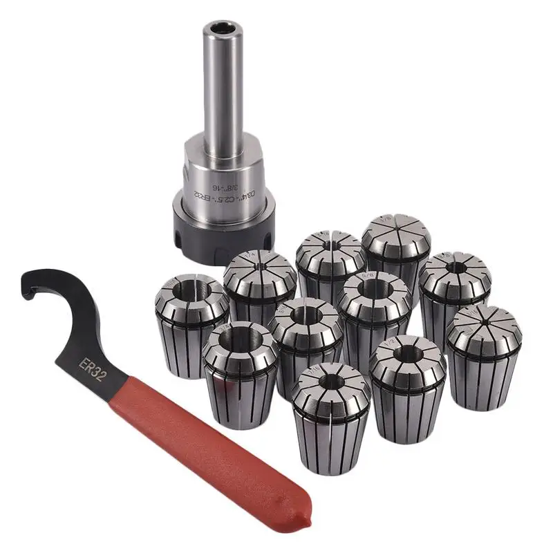 

3/4 Straight Shank ER32 Chuck With 11 PC Collets Set Morse Taper Holder For CNC Milling Lathe Tool
