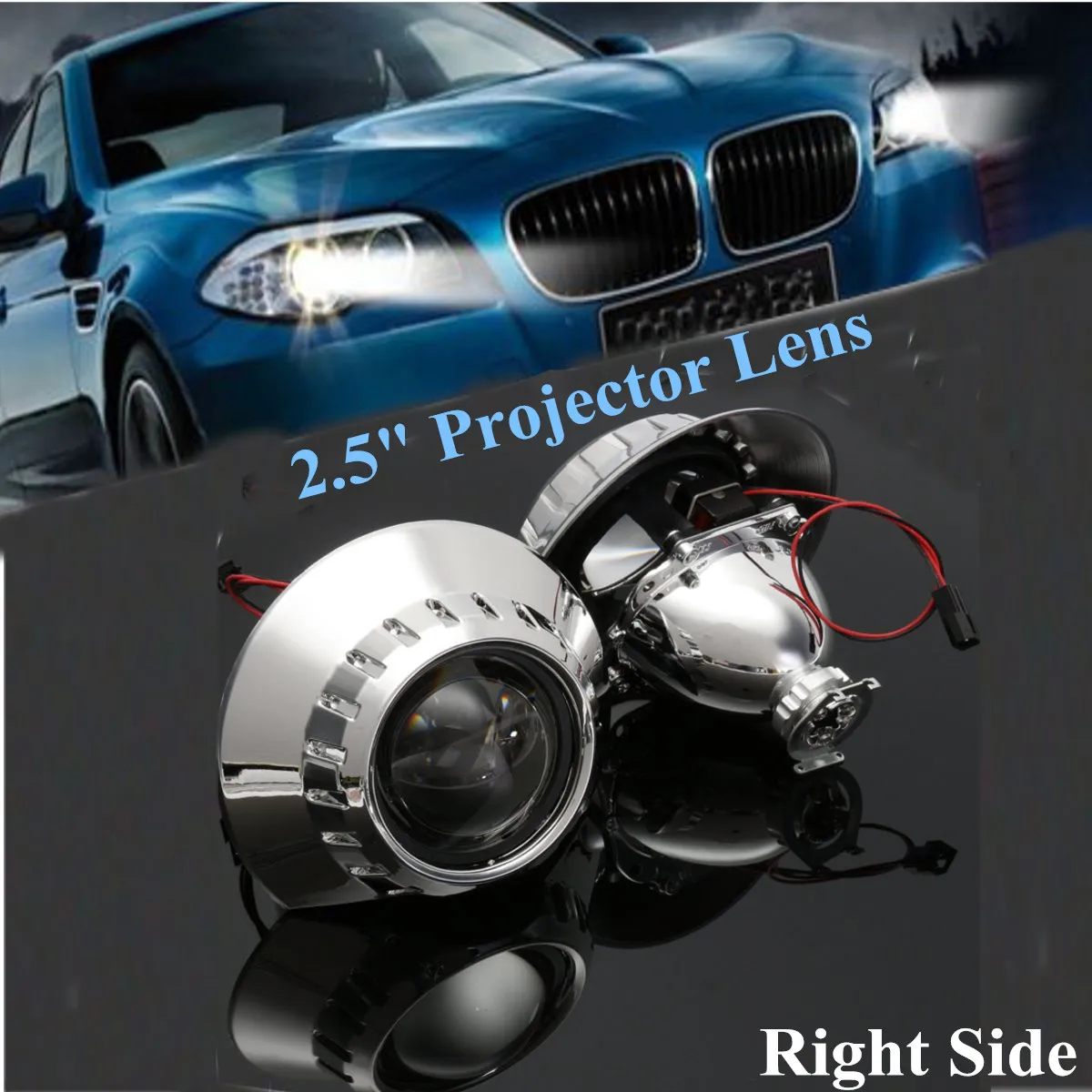 

2Pcs 2.5 H1 Xenon-HID Headlight Projector Lens Retrofit RHD For BMW3 E46 HIDXenon Bulb High Low Beam
