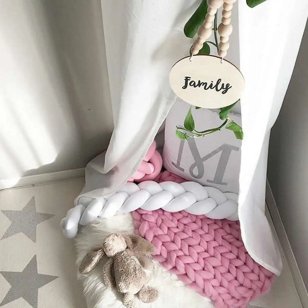 3Meter Newborn Infant Baby Bumper Bed Cushion Soft Braided Long Knot Ball Pillow Crib Protector Baby Room Cot Safety Bumpers