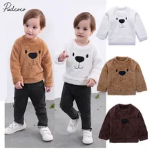 Коллекция года, брендовый свитер с милым медведем для маленьких девочек и мальчиков зимний теплый топ с длинными рукавами, меховой пуловер плотная теплая одежда От 1 до 5 лет