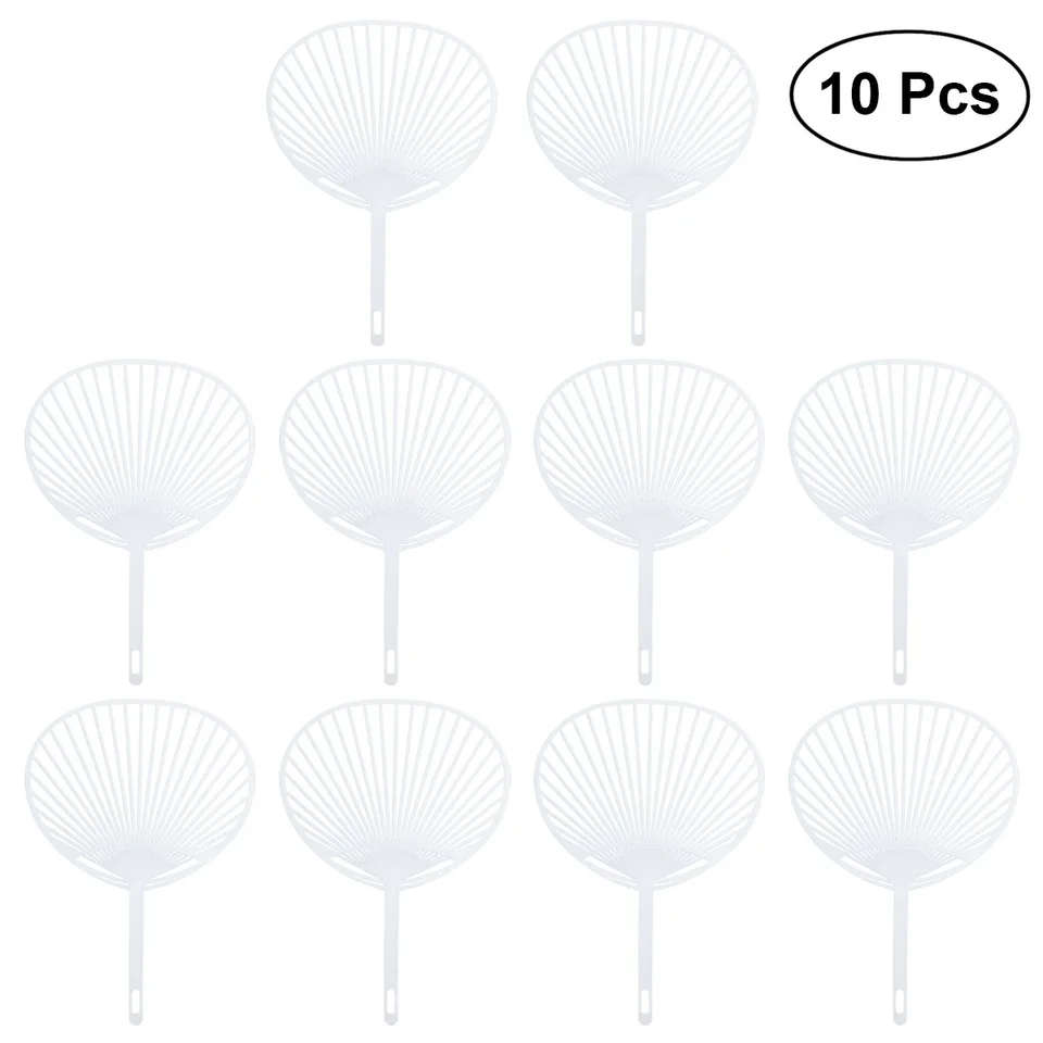 10pcs Pack Creative Plastic White Durable Japanese Fan Uchiwa Diy