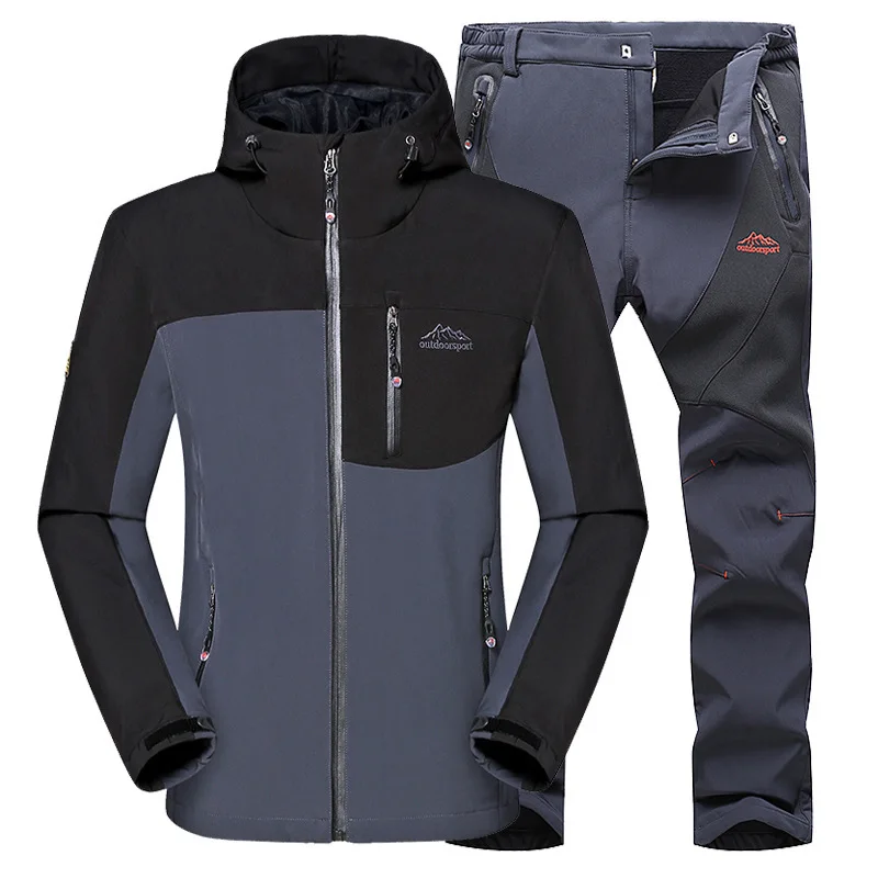 

1 Set Water Repellent Winter Men Fishing Clothes Soft Shell Fishing Jacket Pant Windproof Outdoor Sports Fishing Suit for Men