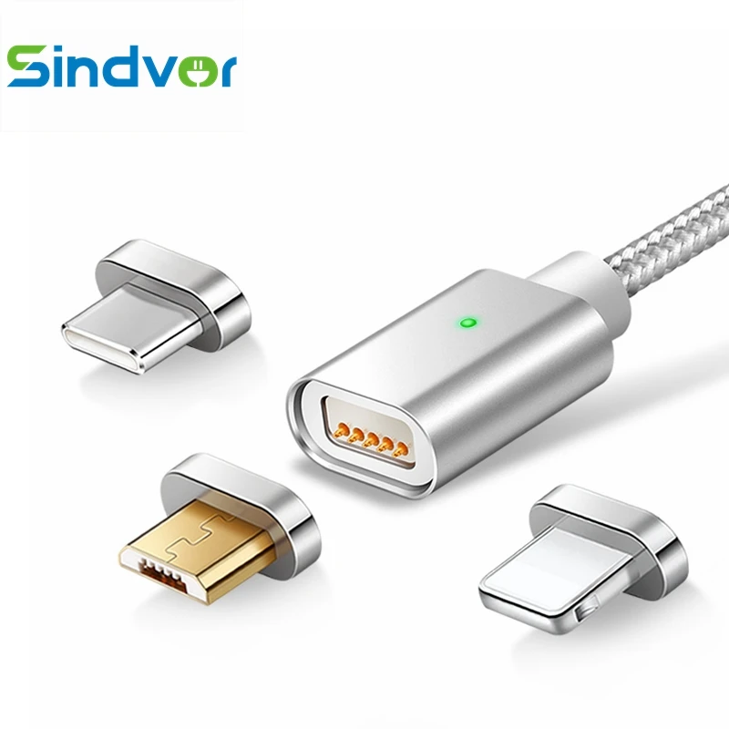 

Sindvor 1M LED Magnetic Cable Nylon Braided Micro USB Cable & USB Type C Cable Type-C Magnet Charger Cable for iPhone Xs Max