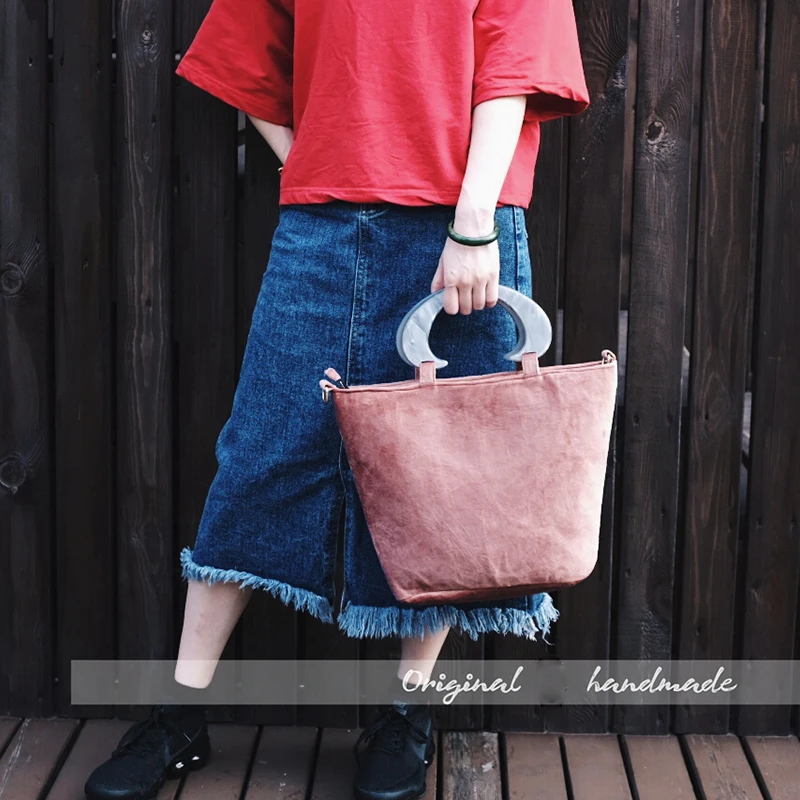 

[BXX] 2019 Spring Summer Woman Temperamnet Unique New Solid Color Double Handles High Capacity Velvet Handbag All Match LM416
