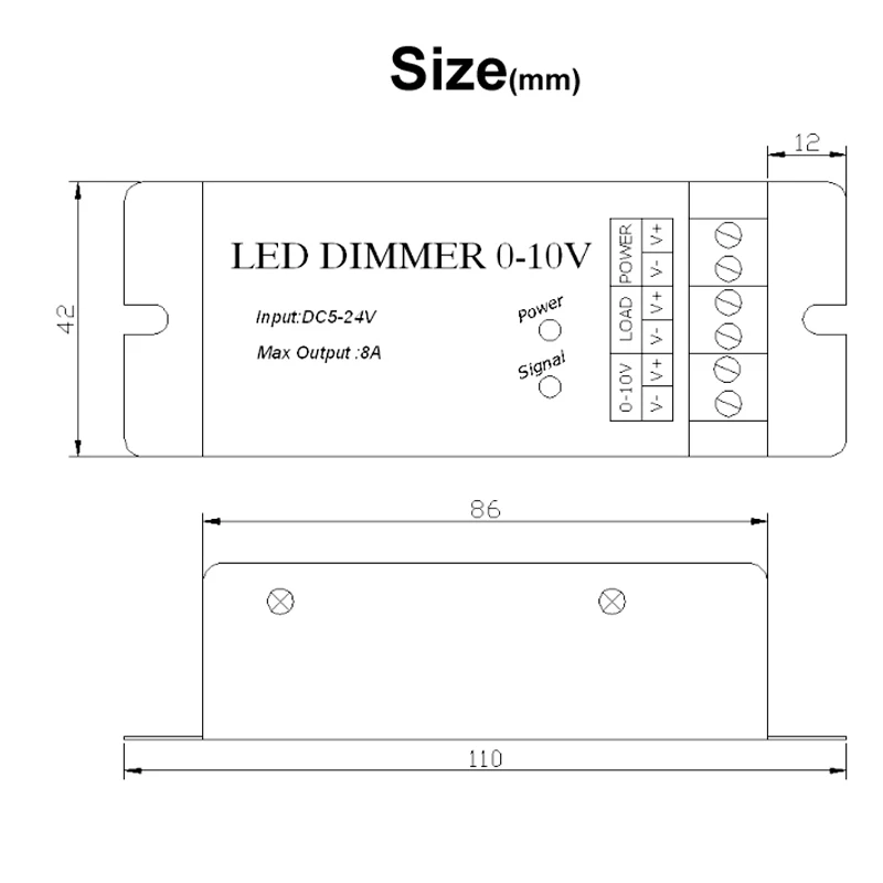 Вход DC 5 в 12 В 24 В светодиодный диммер для светодиодных ламп 12 В светодиодный диммер для светодиодных лент светильник выход 8а/канал 0-10 в диммер сигнал
