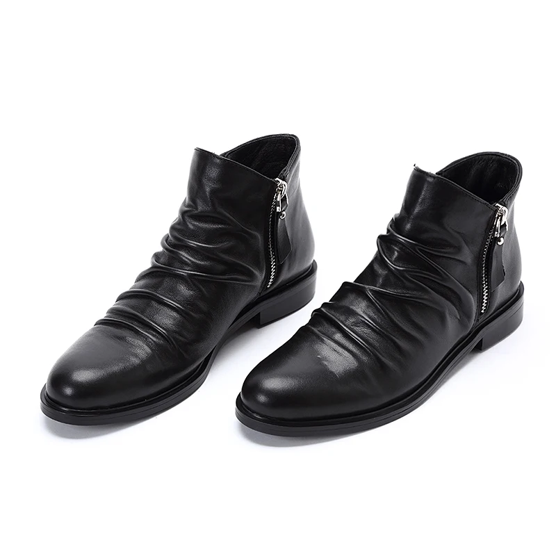 

2018 Fashion Woman Leather Ankle Boots Breathable Shoes Embossed Pattern Footwear Autumn Winter Shoe Teens Zip Boot couple shoes