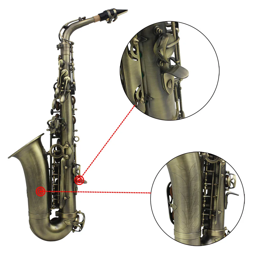 Eb E-плоские альт саксофоны бронзовые саксофоны Abalone оболочки ключ вырезанный узор высокого класса античная отделка изгиб