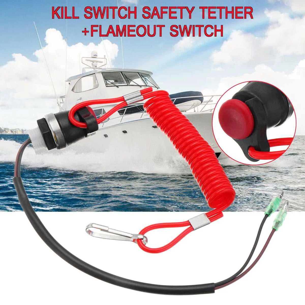 Key Rope Kill Switch Safety Tether+Flameout Switch Engine Kill Cord
