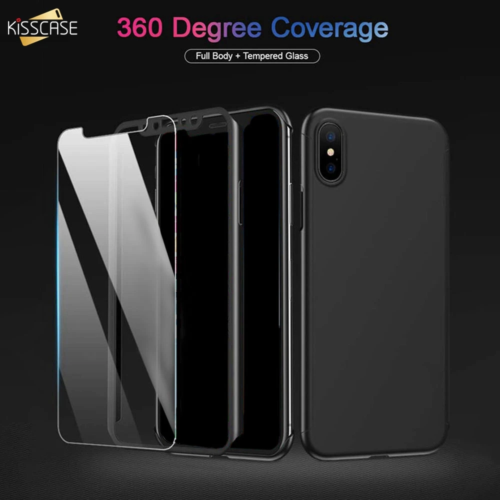 KISSCASE 360 чехол для iPhone 6 S 7 8 плюс 5 5S XR XS макс. закаленное стекло спереди задняя