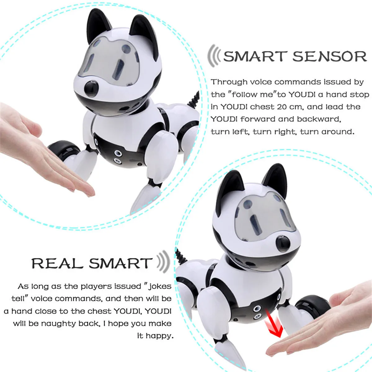 Интеллигентая(ый) танец робот собака электронные игрушки для домашних животных Прямая поставка от производителя с музыкой светильник голос Управление режим петь Смарт собаки робот для детей подарок