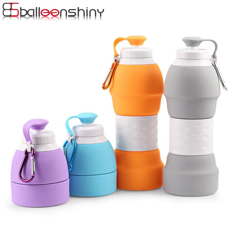 

BalleenShiny Silicone 580ml Telescopic Water Bottle Large Capacity Outdoor Portable Cap Drinkware Sports Climbing Bottles
