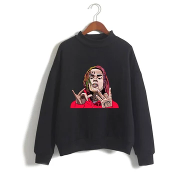 

LUCKYFRIDAYF 2018 Tekashi69 Scunm Gang Unisex Turtlenecks Capless Fashion Warm Sweatshirt Women Fashion Pop Casual Soft Clothes