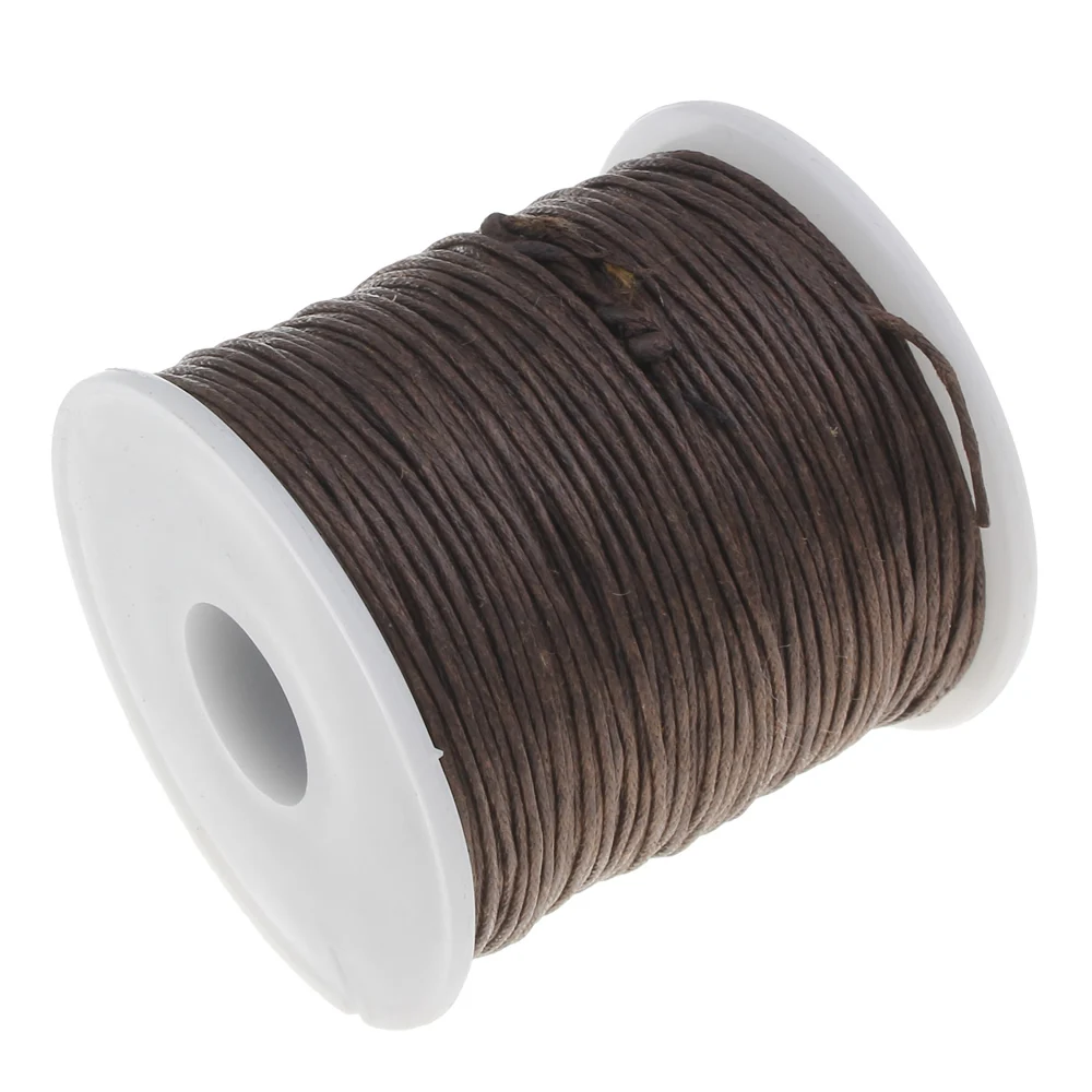 

80yards/Spool Brown Color Waxed Cotton Cord 1mm Wax Linen Cord Plastic Spool Diy Necklace Rope Bead Fit Bracelets