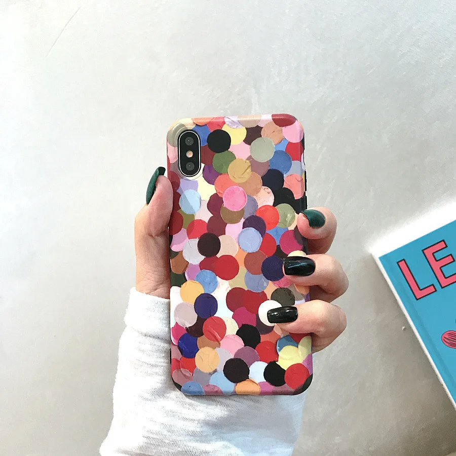 

Korean Cute Candy Color Wave Point Phone Case For For iPhone 6 6 Puls 6S 7 8 Puls X XS Max XR Cases Soft Silicone Back Cover