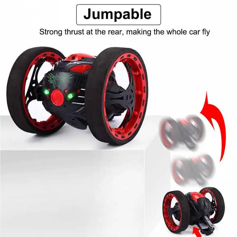 

Mini Cars Bounce Car PEG SJ88 2.4GHz RC Car with Flexible Wheels Rotation LED Light Remote Control Robot Car Toys for Gifts