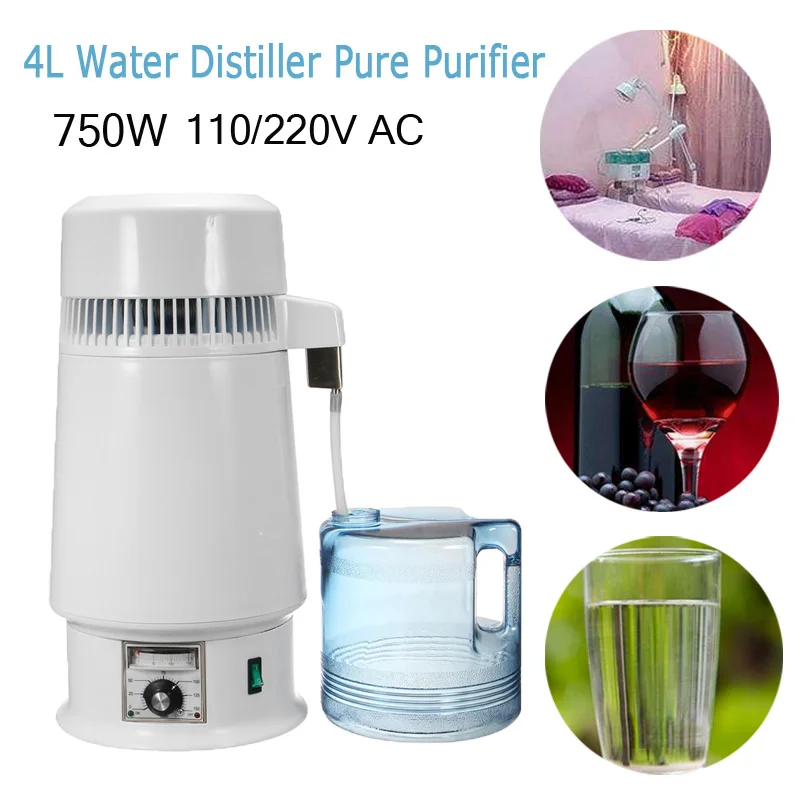 

New Arrival 4L DIY Home Lab Factory Alcohol Ethanol Hydrolat Wine Water Distiller 220V/110V Pure Purifier Filter Stainless Steel