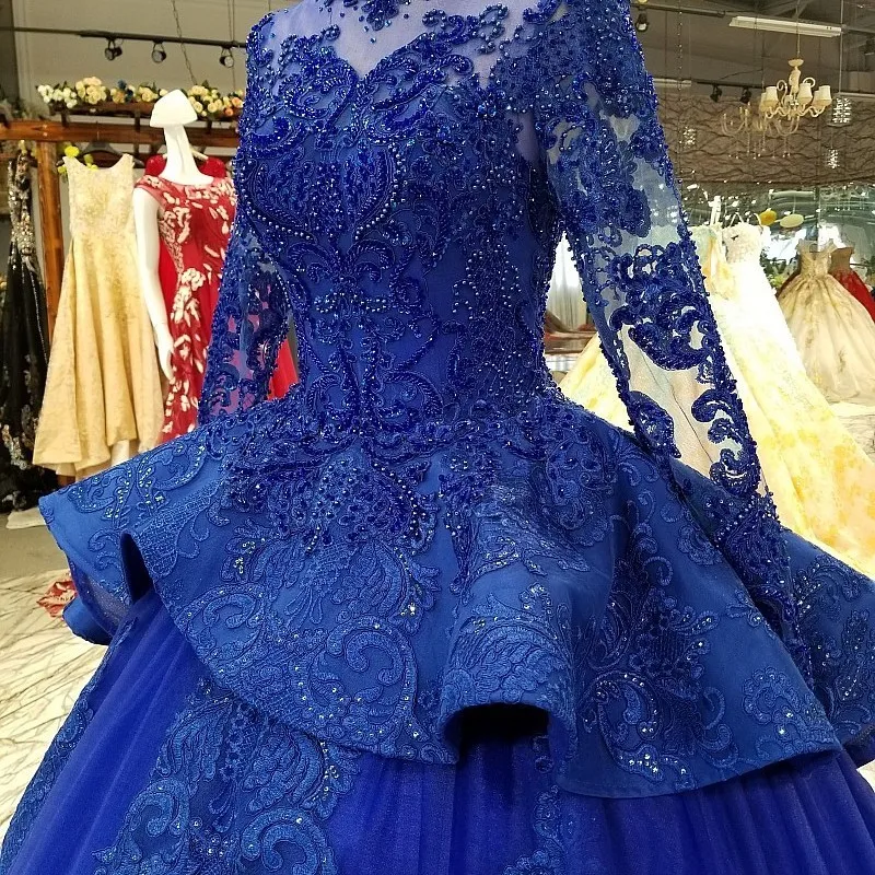 Vestido De Noiva винтажное темно-синее свадебное платье с длинными рукавами Роскошные свадебные платья Дубай бальное платье Свадебные платья «Принцесса»