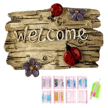 Фото на заказ! 5D DIY Алмазная картина полностью круглое сверло "Добро пожаловать" вышивка крестиком подарок домашний Декор подарок