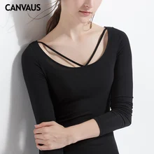 Весенняя женская Модальная хлопковая однотонная тонкая эластичная футболка с v-образным вырезом и длинным рукавом, модные простые офисные женские Рубашки, Топы, качественные женские рубашки