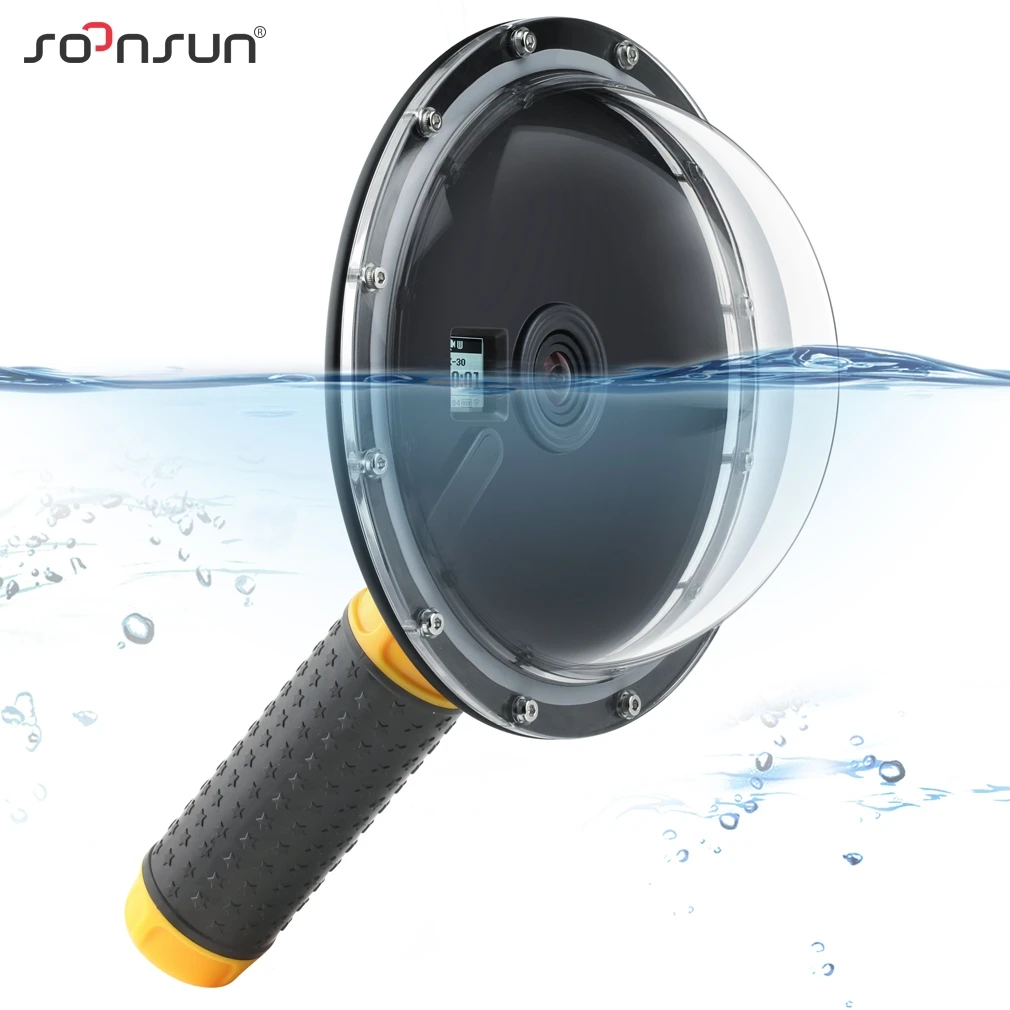 

SOONSUN 6" Aluminum Alloy 45M Underwater Diving Camera Lens Dome Port Shell Cover for GoPro Hero 4 3+ 3 For Go Pro Accessories