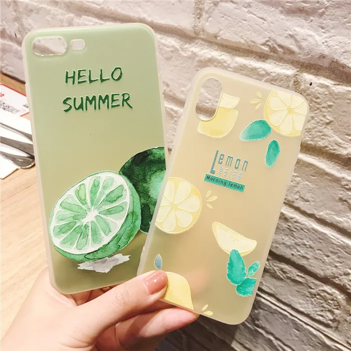 

OnePlant For iphone x case tpu for iphone xs XR xsmax Matte phone case For iphone7 8 6s 6 plus Fresh Lemon Ultrathin Soft cover