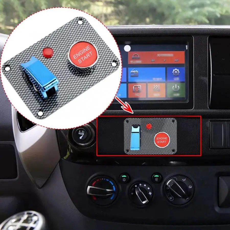 

engine start button ignition switch 2 Group Carbon Fiber Toggle Switch Panel+Aviation Covers+Ignition Switch for Racing Car