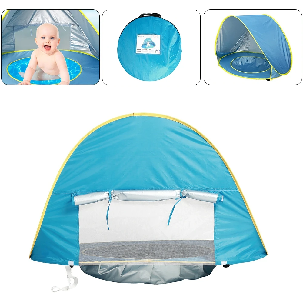 Kopen Baby Beach Tent Uv beschermen Sunshelter Kinderen Speelgoed Klein Huis Waterdichte Pop Up Luifel Tent Draagbare Ballenbad Kids tenten