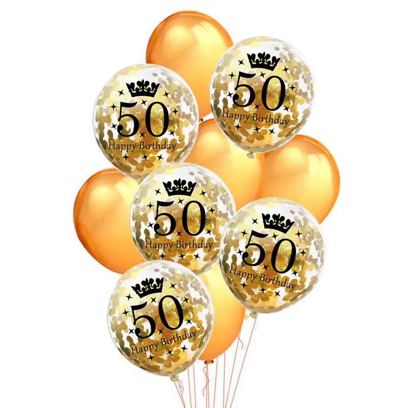 ZLJQ Gold 18/21st/30/40/50/60th баннер С Днем Рождения латексные конфетти воздушные шары