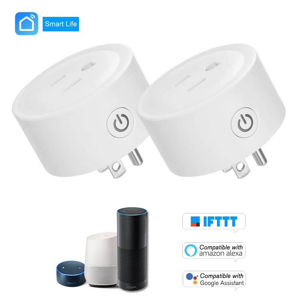 

2pcs/Lot Mini WiFi Smart Socket APP Remote Control Timing Function US WiFi Plug Voice Control for Amazon Alexa Google Home IFTTT