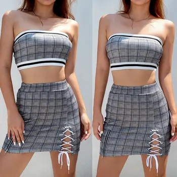 

Skirts 2019 New Bandaeg Leather Women High Waist Skirt Bodycon Plaid Casual Slim Fit Casual Pencil Mini Skirt