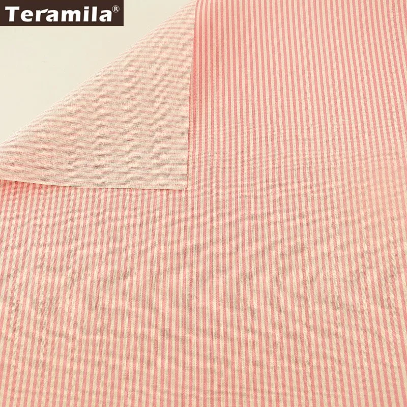 

Teramila Pink Stripe Designs 100% Cotton Linen Fabric Sewing Material Basic Tissue Telas DIY Textile Bag Pillow Tecidos