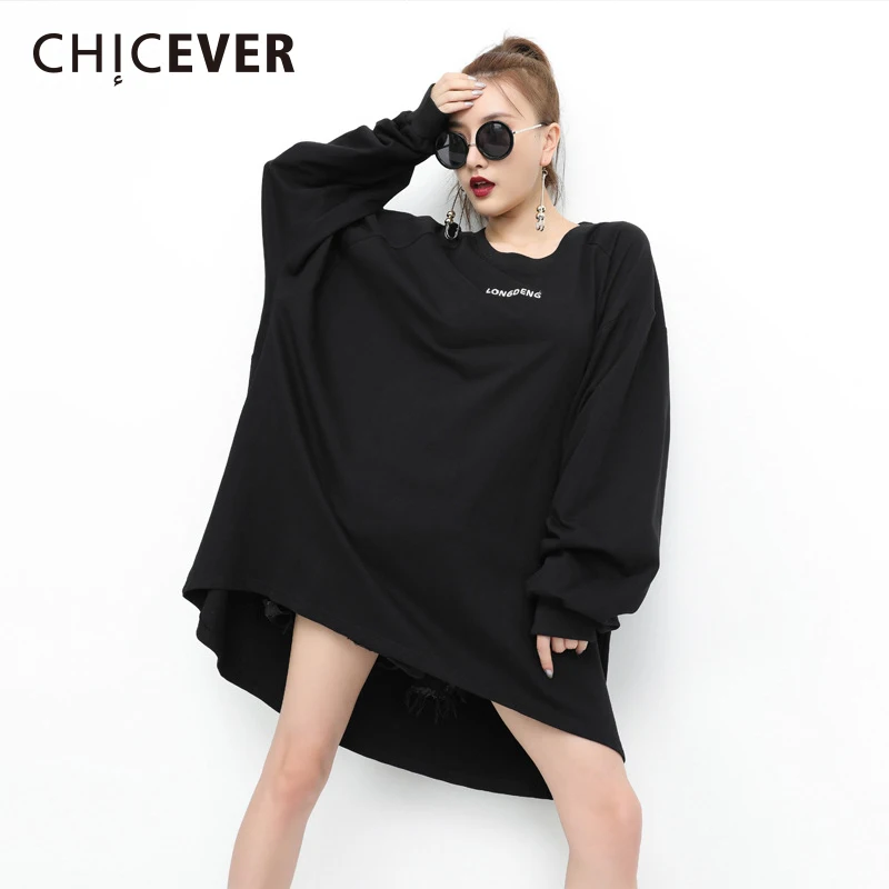 CHICEVER топы с буквенным принтом женские толстовки для женщин круглым вырезом
