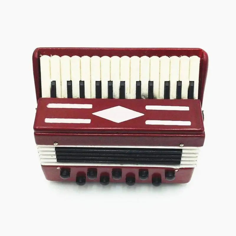 

Mini Doll House Family Scene Musical Toy Instrument Accessories wooden Accordion Miniature Musical Instrument Collection Gift
