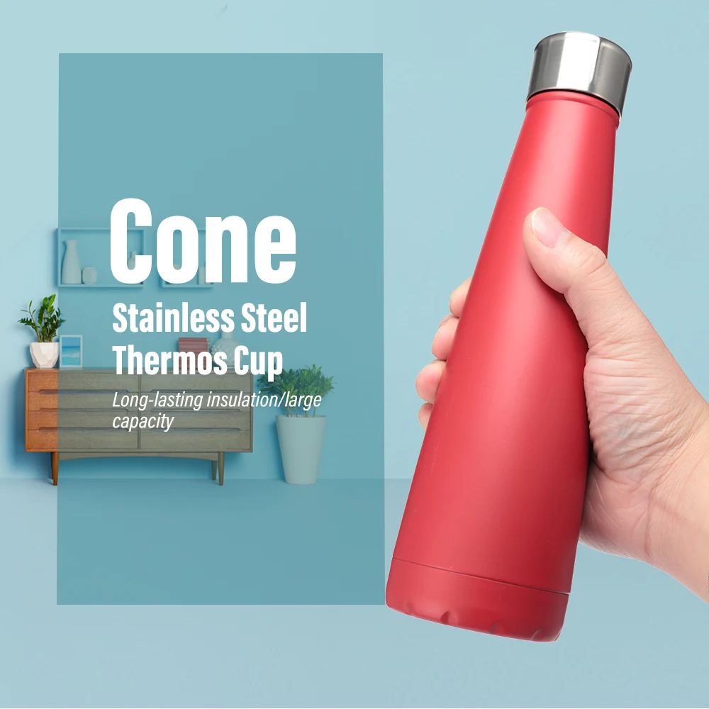 400ml Double Layer Vacuum Cone Stainless Steel Thermos Cup Conical
