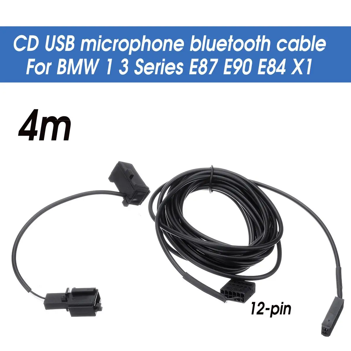 

4m Car CD USB Microphone bluetooth Aux Cable Auto Wireless Audio Input Aux-In Speaker Adapter For BMW 1 3 Series E87 E90 E84 X1