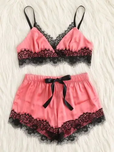 2 шт. женское сексуальное атласное кружевное нижнее белье Babydoll ночная рубашка