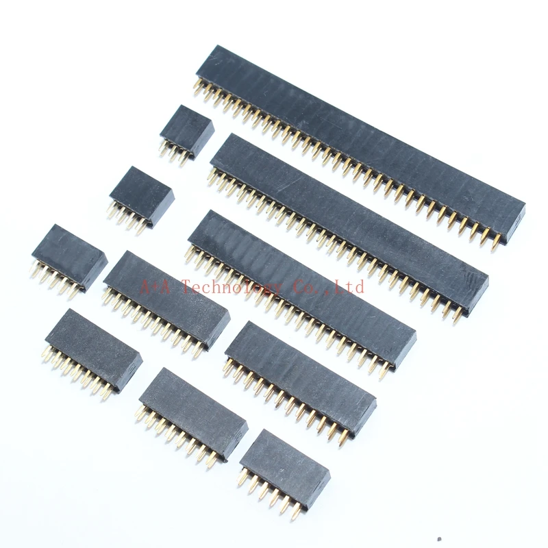

10PCS-Double-Row-Pin-Female-Header-Socket-Pitch-2-54mm-2-2p-3p-4p-5p-6p