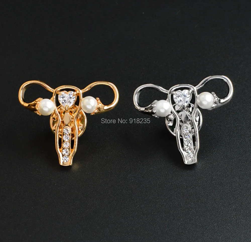 

2 Styles Uterus Women's Alloy Metal Brooch Pin For Lapel Figure Toys PCXB