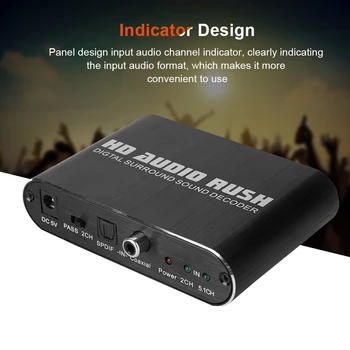 

5.1 Fiber Optic Signal Decorder Audio Sound Decoder Coaxial Output ( 100-240V) US / EU / UK Plug Optional