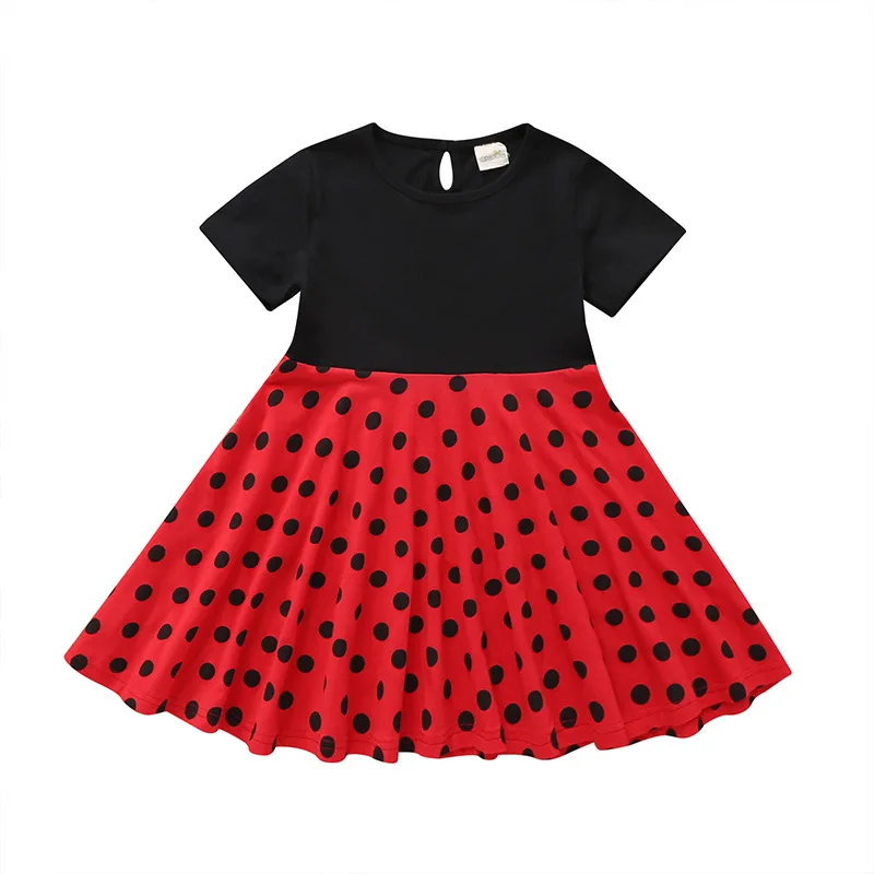

Summer Children's Clothing Princess Polka Dot Cotton Short Sleeve girls Dress kids dresses red white clothes